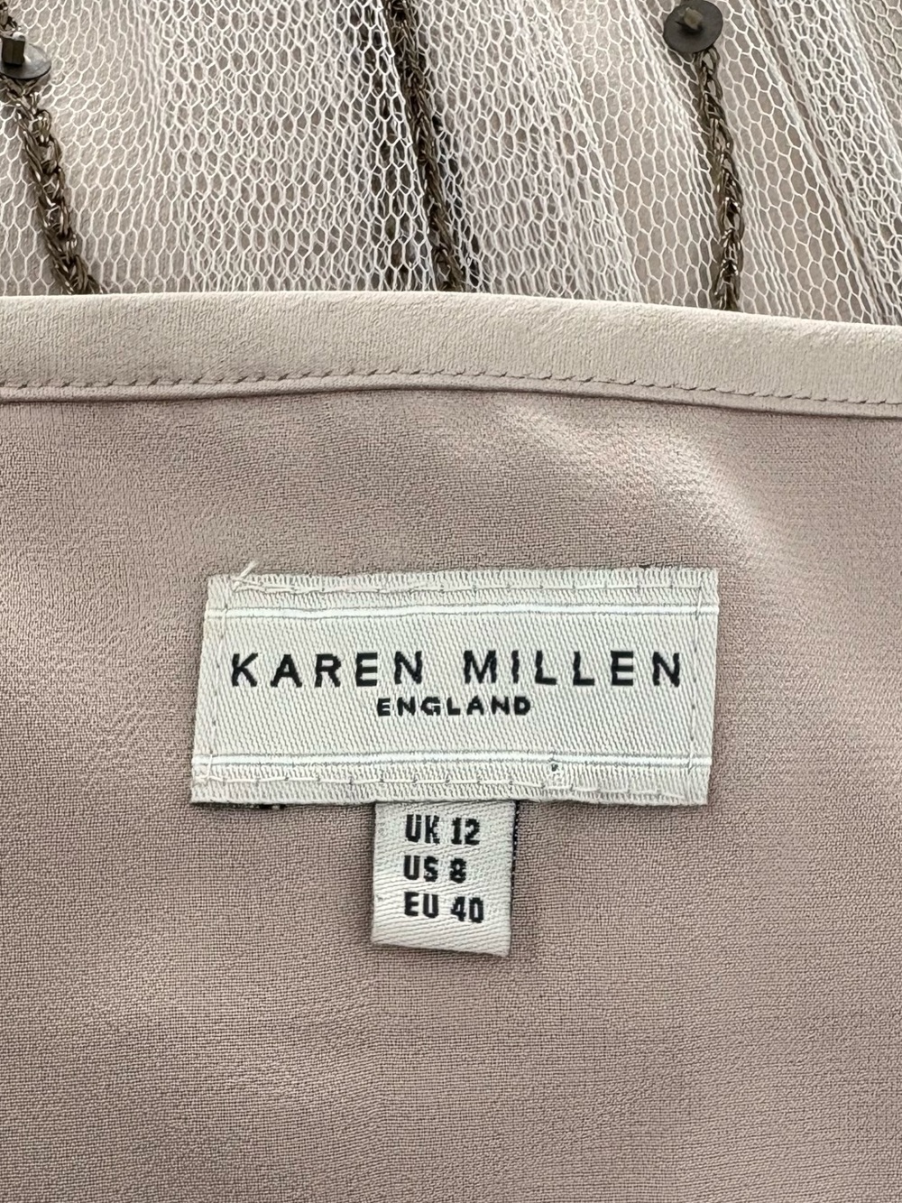 Karen Millen NEW Beaded Embellished Mesh Cowl Neck Babydoll Cami Top Sz 8 Y2K - Picture 5 of 10